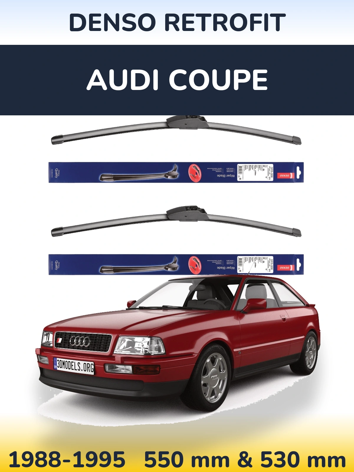 Komplet przednich wycieraczek Denso Retrofit 550 & 530 mm do Audi Coupe 1988-1995
