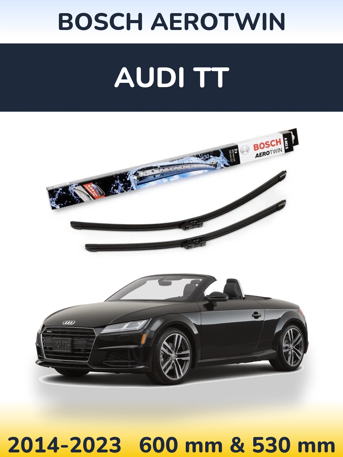 Komplet przednich wycieraczek BOSCH AeroTwin 600 & 530 mm do Audi TT 2014-2023