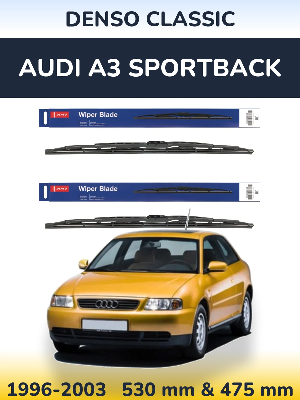 Комплект передних дворников Denso Classic 530 & 475 мм для Audi A3 Sportback 1996-2003