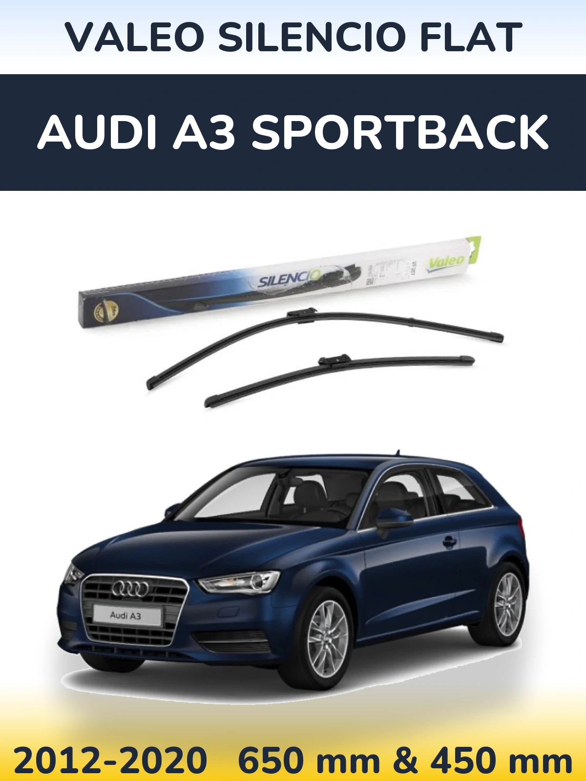 Комплект передних дворников Valeo Silencio Flat 650 & 450 мм для Audi A3 Sportback 2012-2020