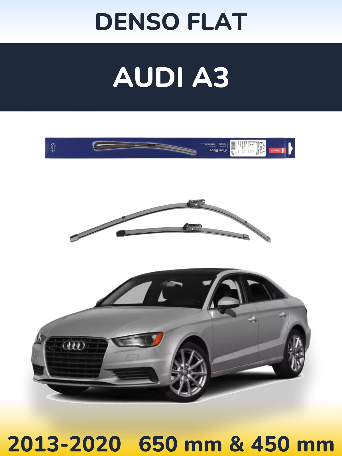 Front wiper blade set Denso Flat 650 & 450 mm for Audi A3 2013-2020