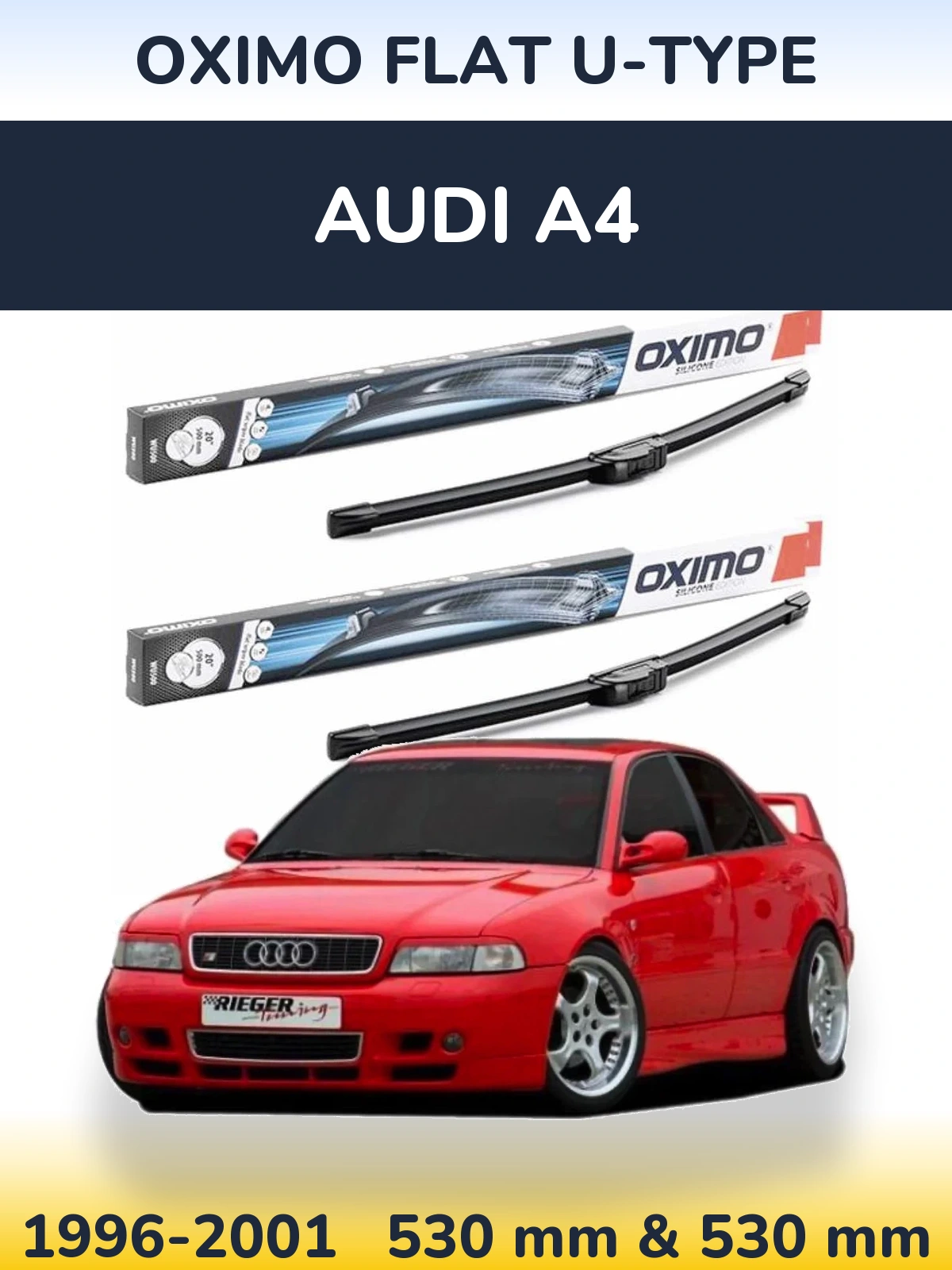 Комплект передних дворников Oximo Flat U-type 530 & 530 мм для Audi A4 1996-2001
