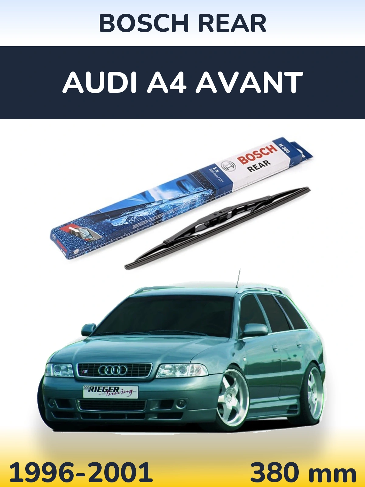 Rear wiper blade BOSCH Rear 380 mm for Audi A4 Avant 1996-2001