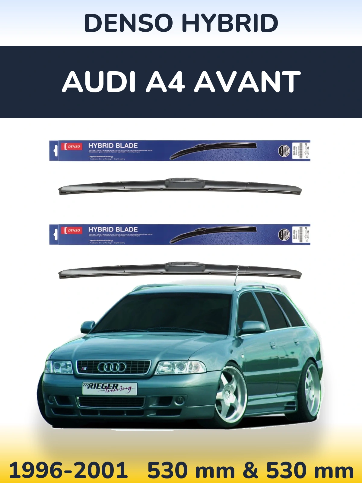 Komplet przednich wycieraczek Denso Hybrid 530 & 530 mm do Audi A4 Avant 1996-2001