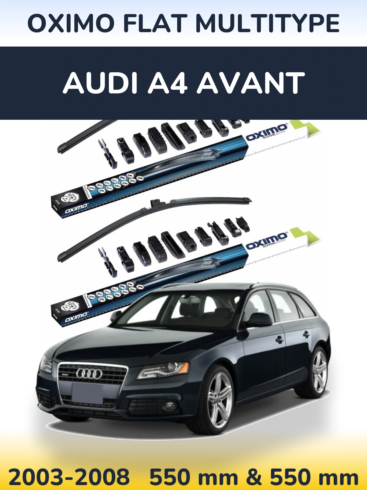 Комплект передних дворников Oximo Flat MultiТипe 550 & 550 мм для Audi A4 Avant 2003-2008