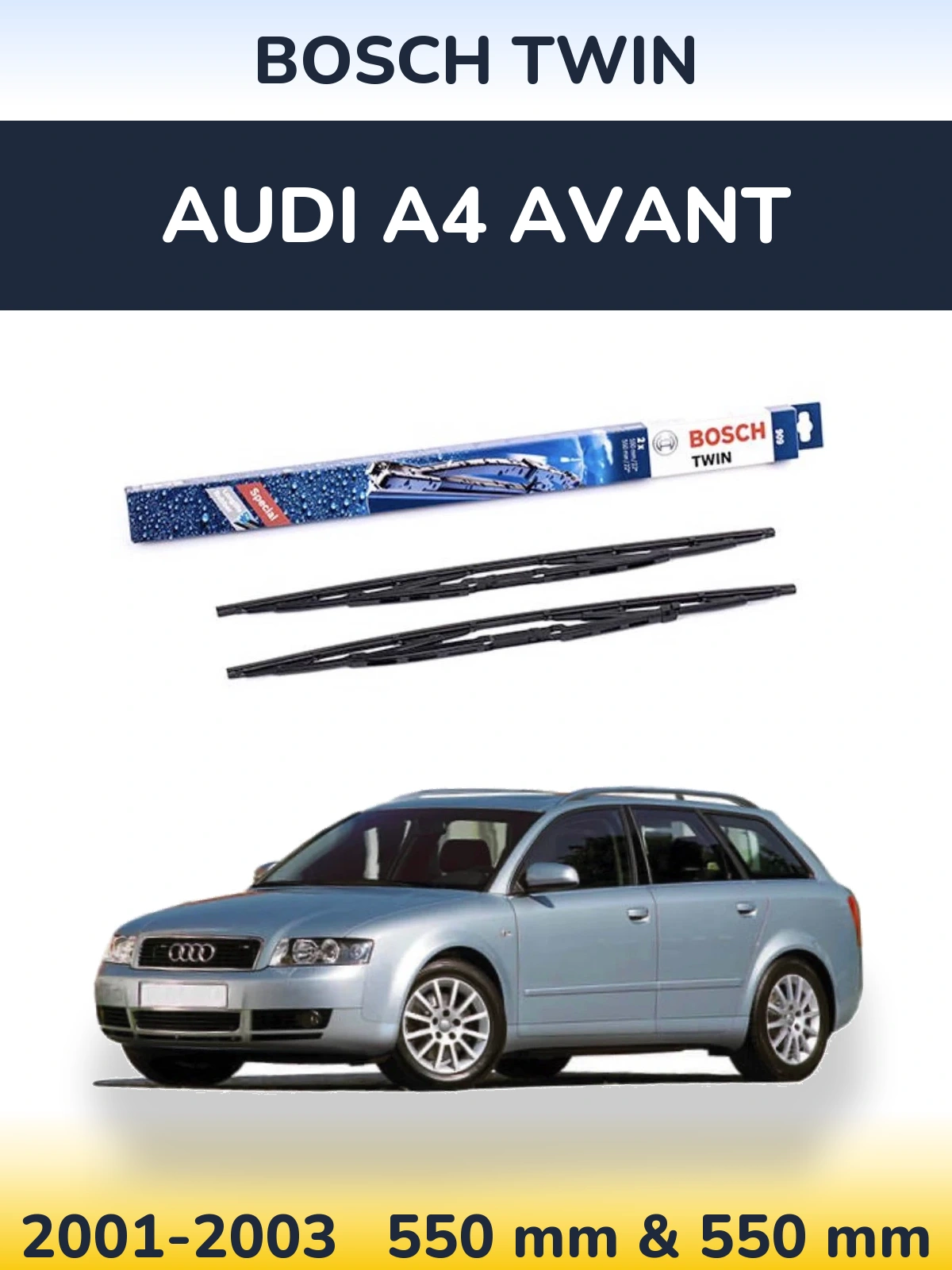 Комплект передних дворников BOSCH Twin 550 & 550 мм для Audi A4 Avant 2001-2003