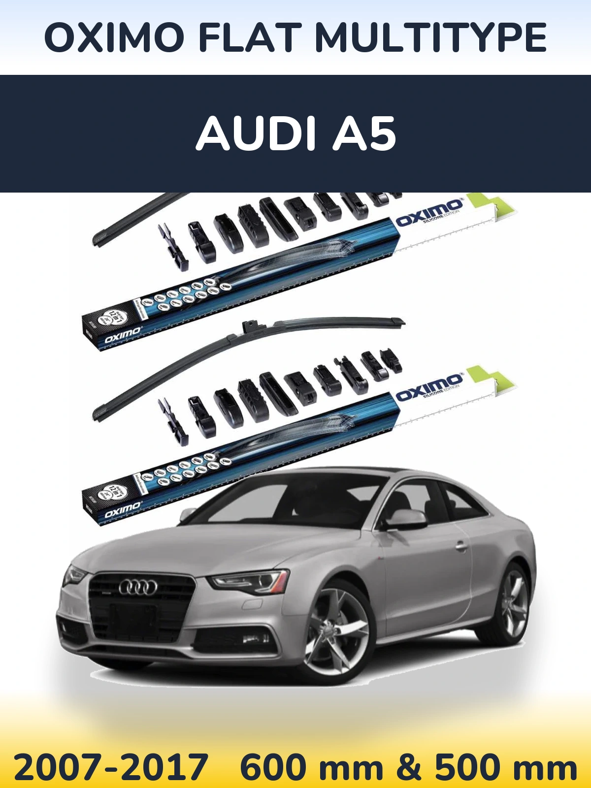 Комплект передних дворников Oximo Flat MultiТипe 600 & 500 мм для Audi A5 2007-2017