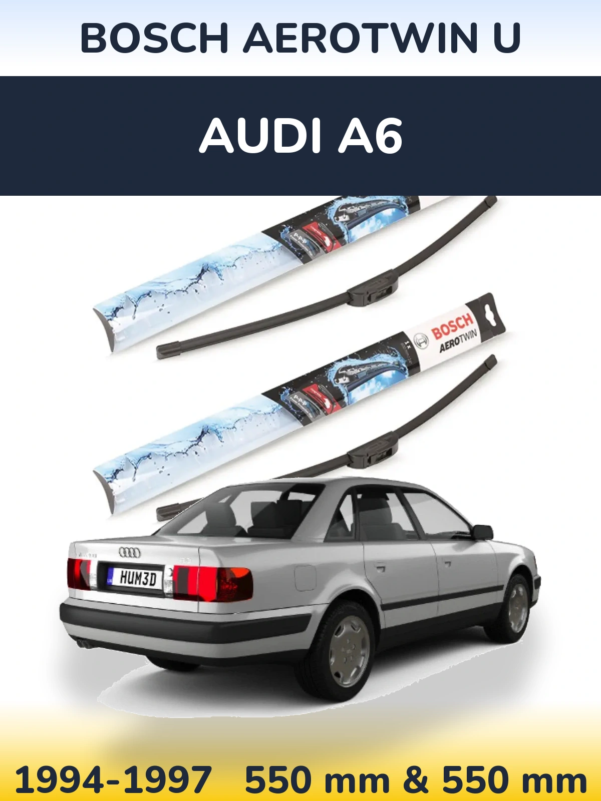 Komplet przednich wycieraczek BOSCH AeroTwin U 550 & 550 mm do Audi A6 1994-1997