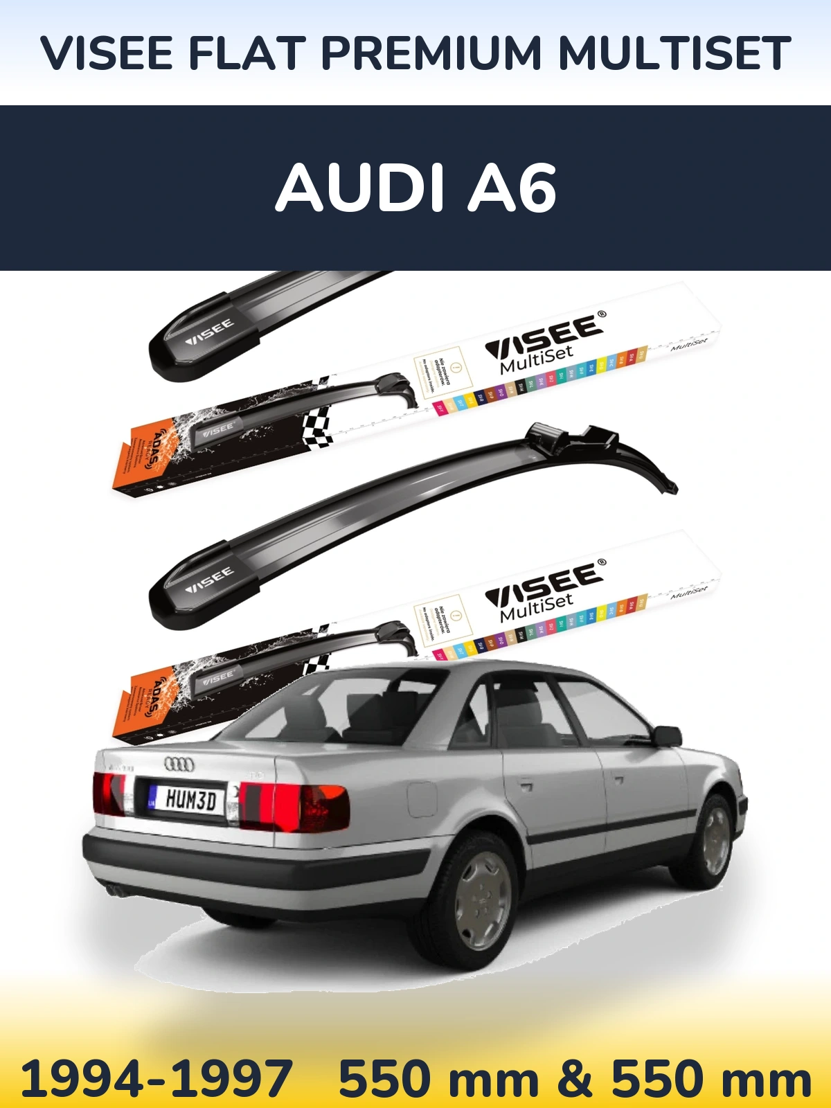 Komplet przednich wycieraczek VISEE FLAT PREMIUM MultiSet 550 & 550 mm do Audi A6 1994-1997