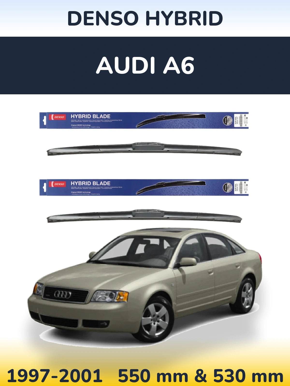 Komplet przednich wycieraczek Denso Hybrid 550 & 530 mm do Audi A6 1997-2001