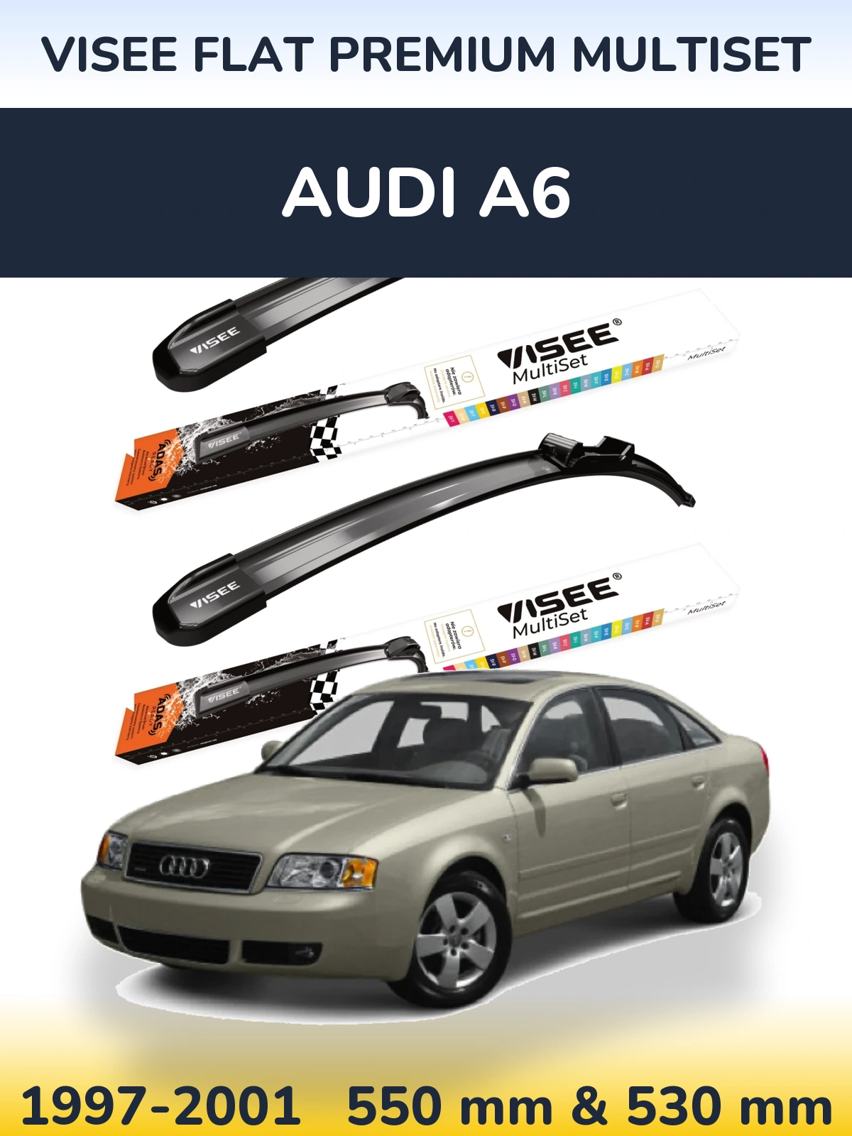 Komplet przednich wycieraczek VISEE FLAT PREMIUM MultiSet 550 & 530 mm do Audi A6 1997-2001