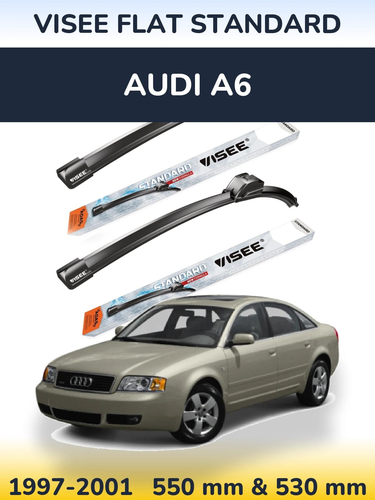 Комплект передних дворников VISEE FLAT STANDARD 550 & 530 мм для Audi A6 1997-2001