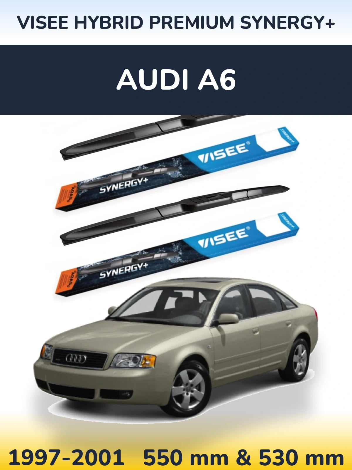 Komplet przednich wycieraczek VISEE HYBRID PREMIUM SYNERGY+ 550 & 530 mm do Audi A6 1997-2001
