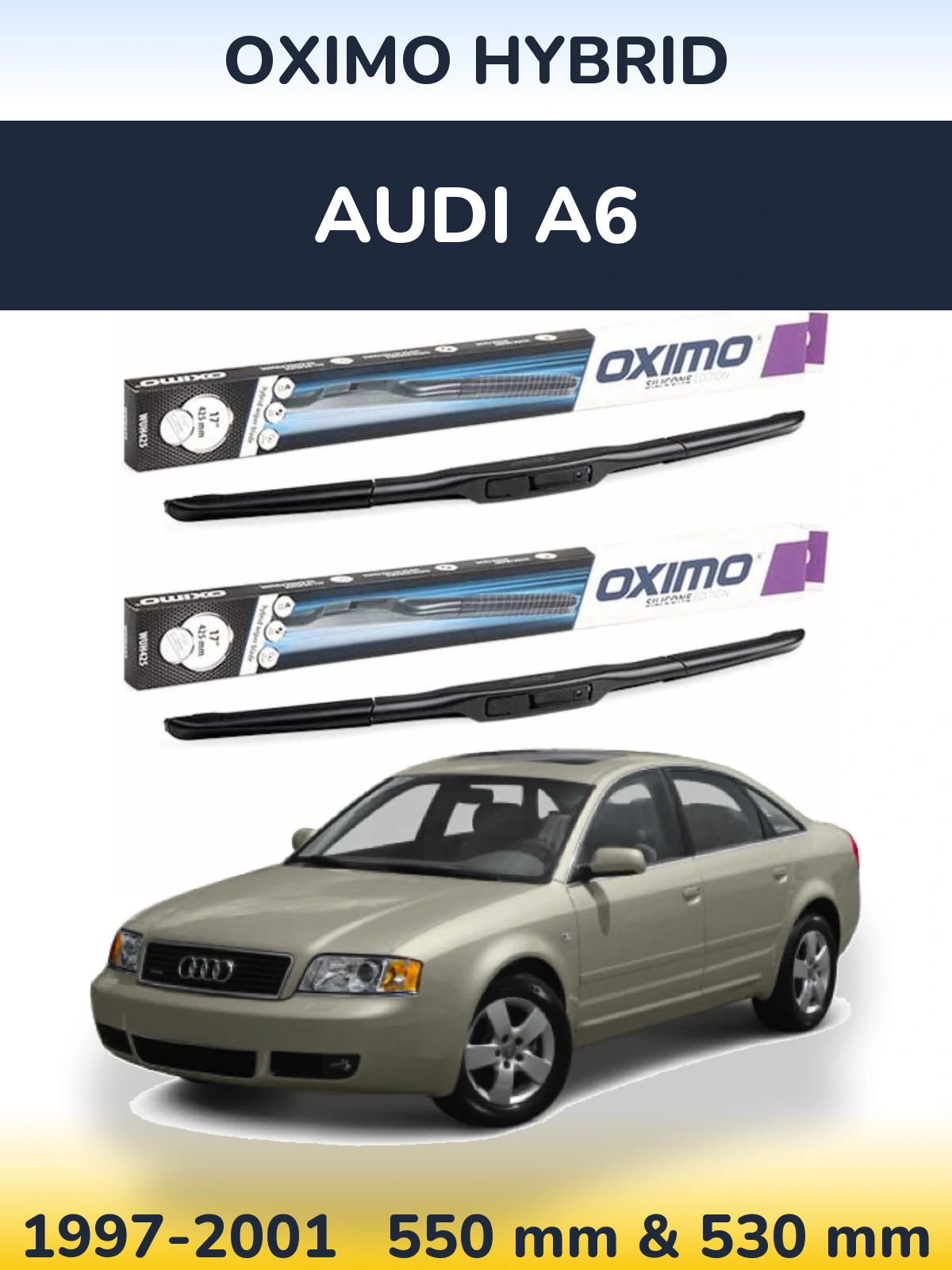 Комплект передних дворников Oximo Hybrid 550 & 530 мм для Audi A6 1997-2001