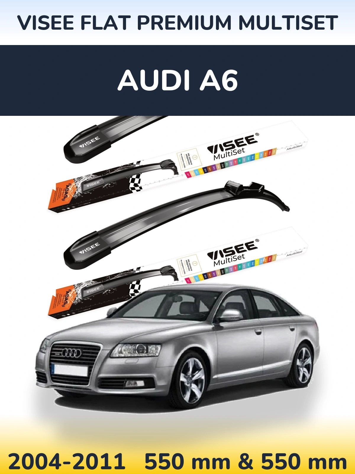 Komplet przednich wycieraczek VISEE FLAT PREMIUM MultiSet 550 & 550 mm do Audi A6 2004-2011