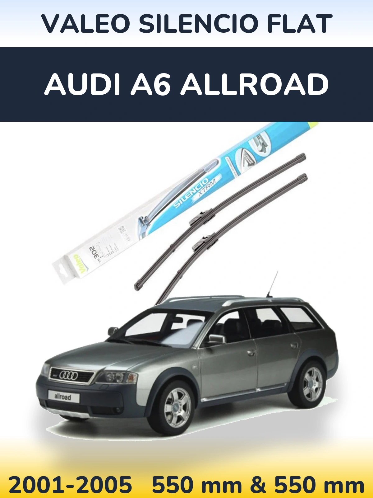 Komplet przednich wycieraczek Valeo Silencio Flat 550 & 550 mm do Audi A6 Allroad 2001-2005