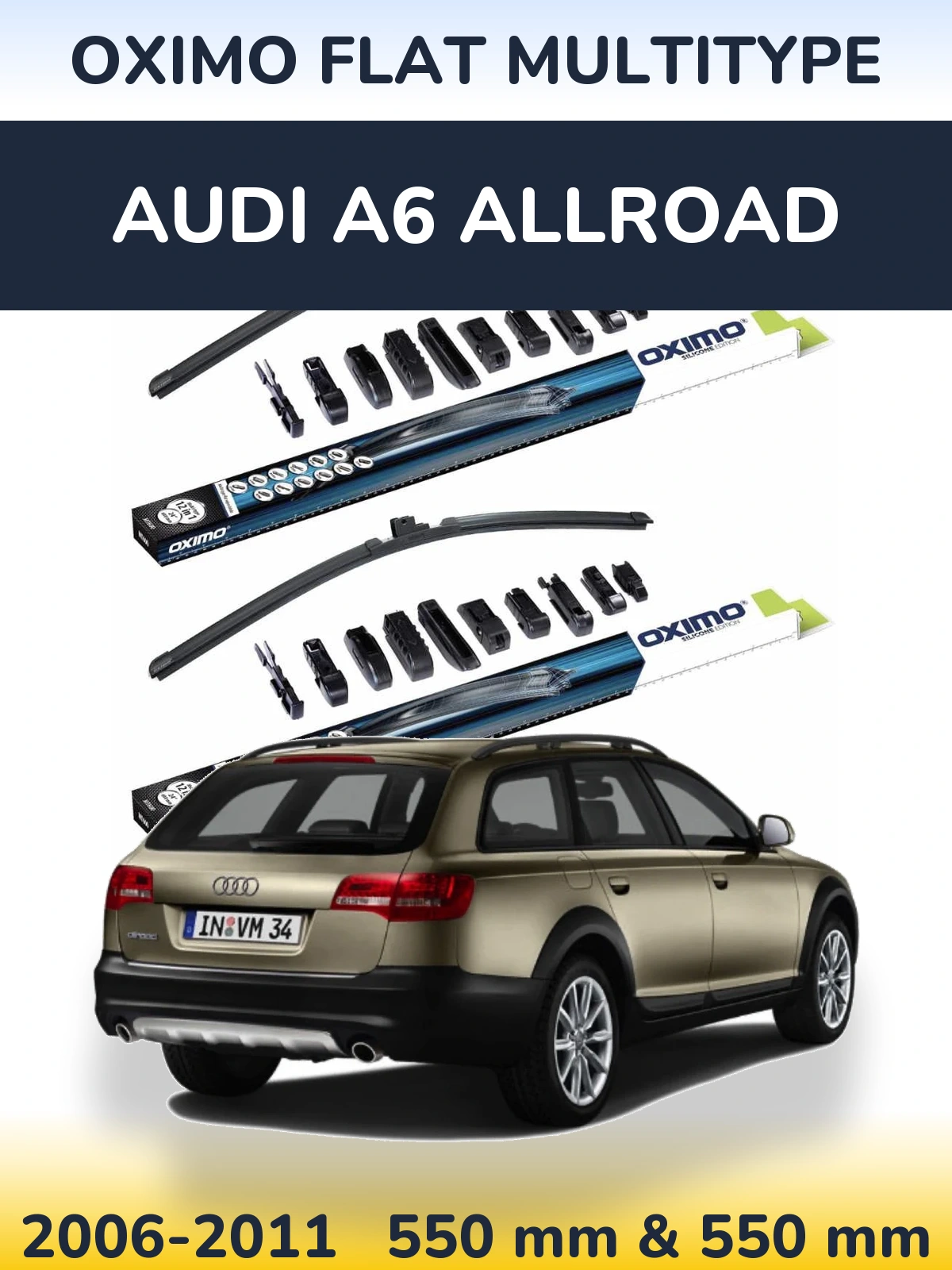 Komplet przednich wycieraczek Oximo Flat MultiType 550 & 550 mm do Audi A6 Allroad 2006-2011