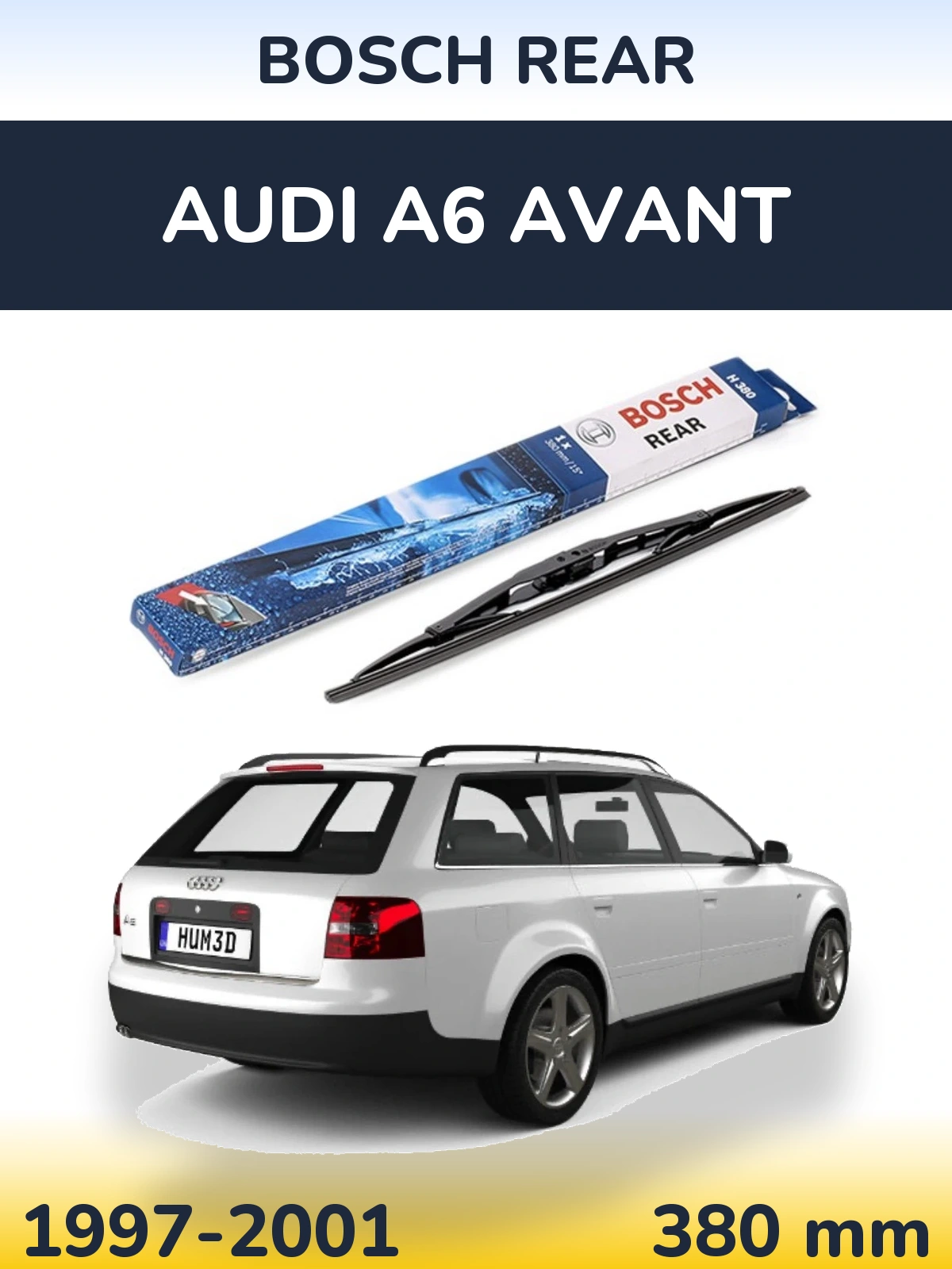Rear wiper blade BOSCH Rear 380 mm for Audi A6 Avant 1997-2001