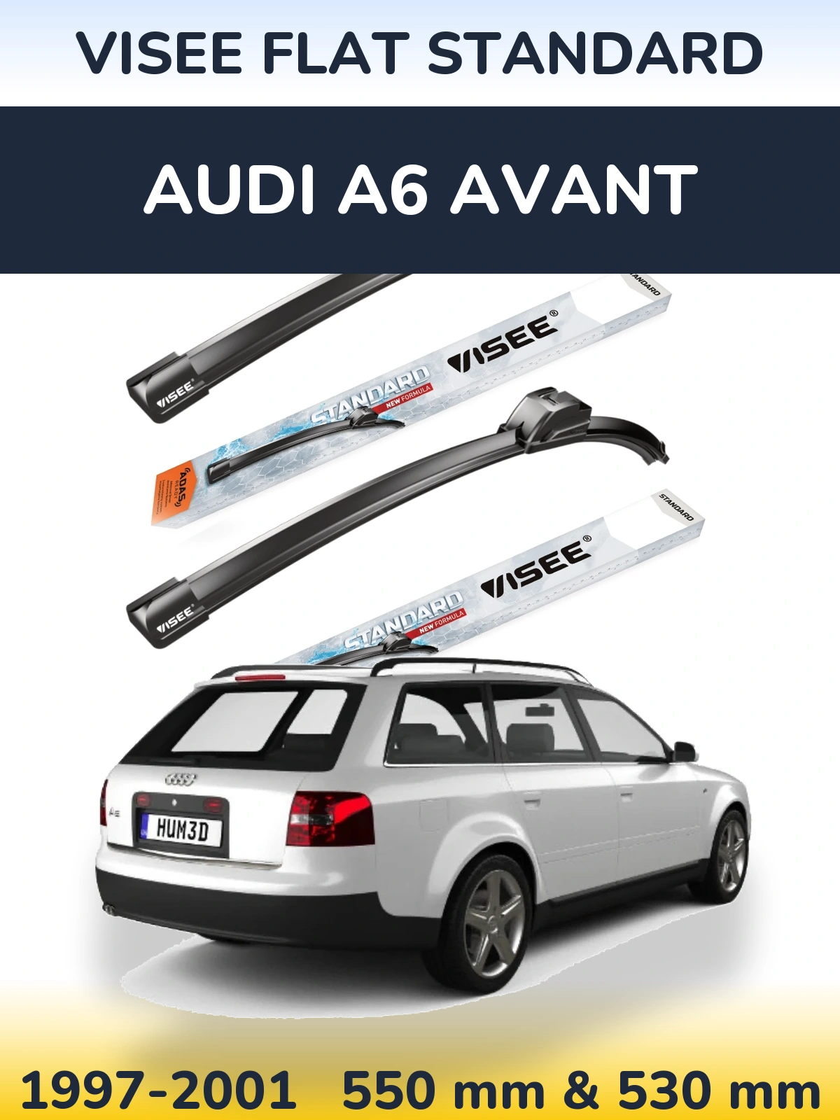 Komplet przednich wycieraczek VISEE FLAT STANDARD 550 & 530 mm do Audi A6 Avant 1997-2001
