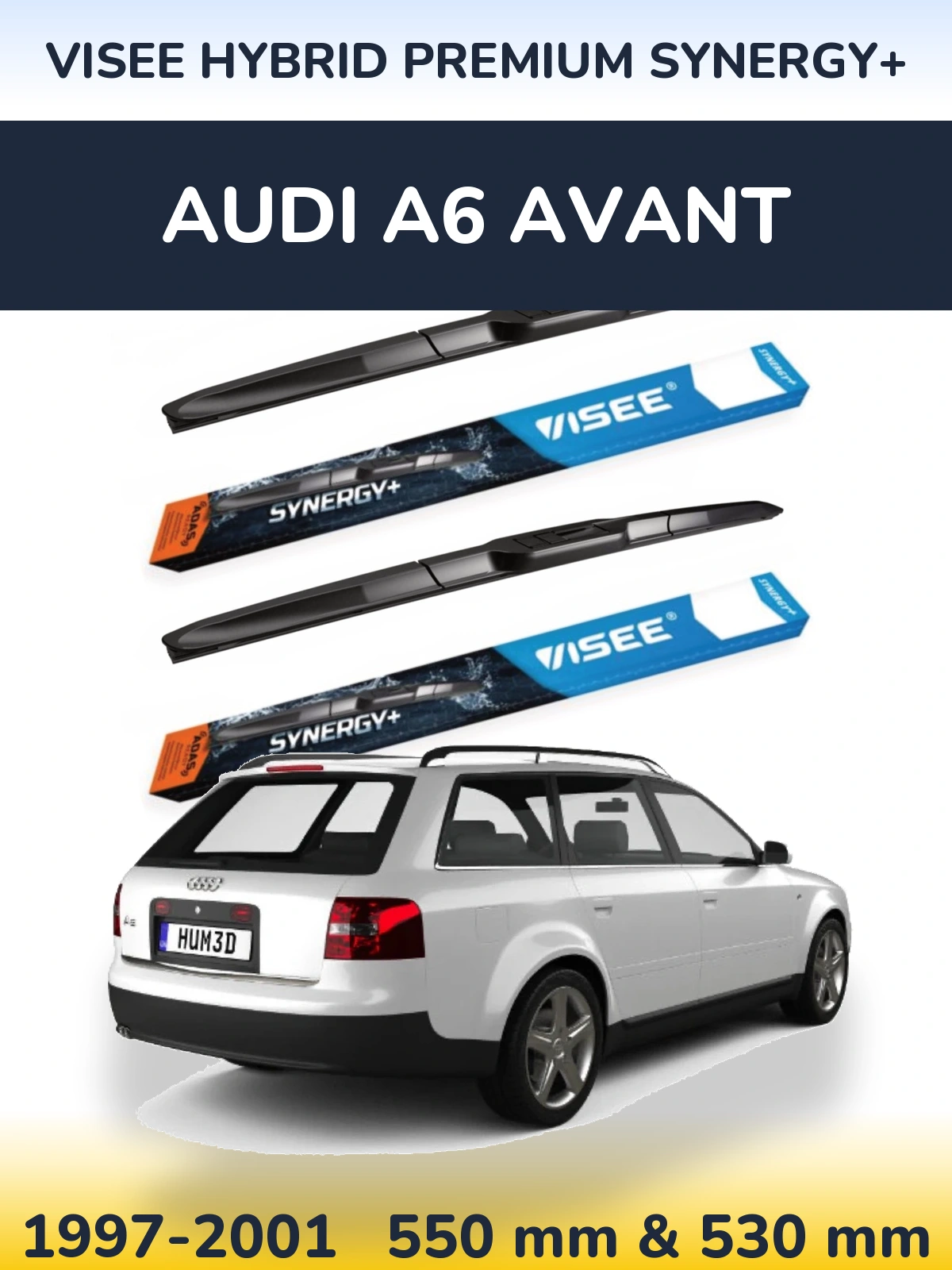 Komplet przednich wycieraczek VISEE HYBRID PREMIUM SYNERGY+ 550 & 530 mm do Audi A6 Avant 1997-2001