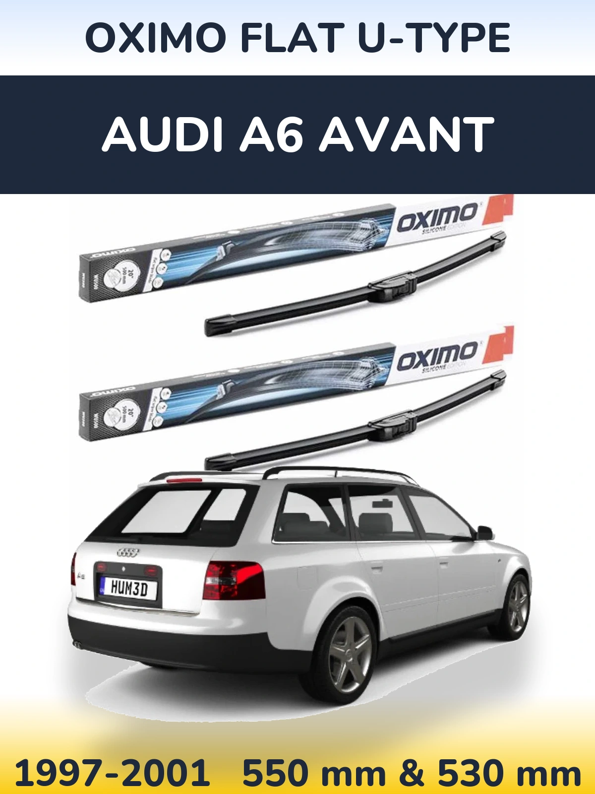 Komplet przednich wycieraczek Oximo Flat U-type 550 & 530 mm do Audi A6 Avant 1997-2001
