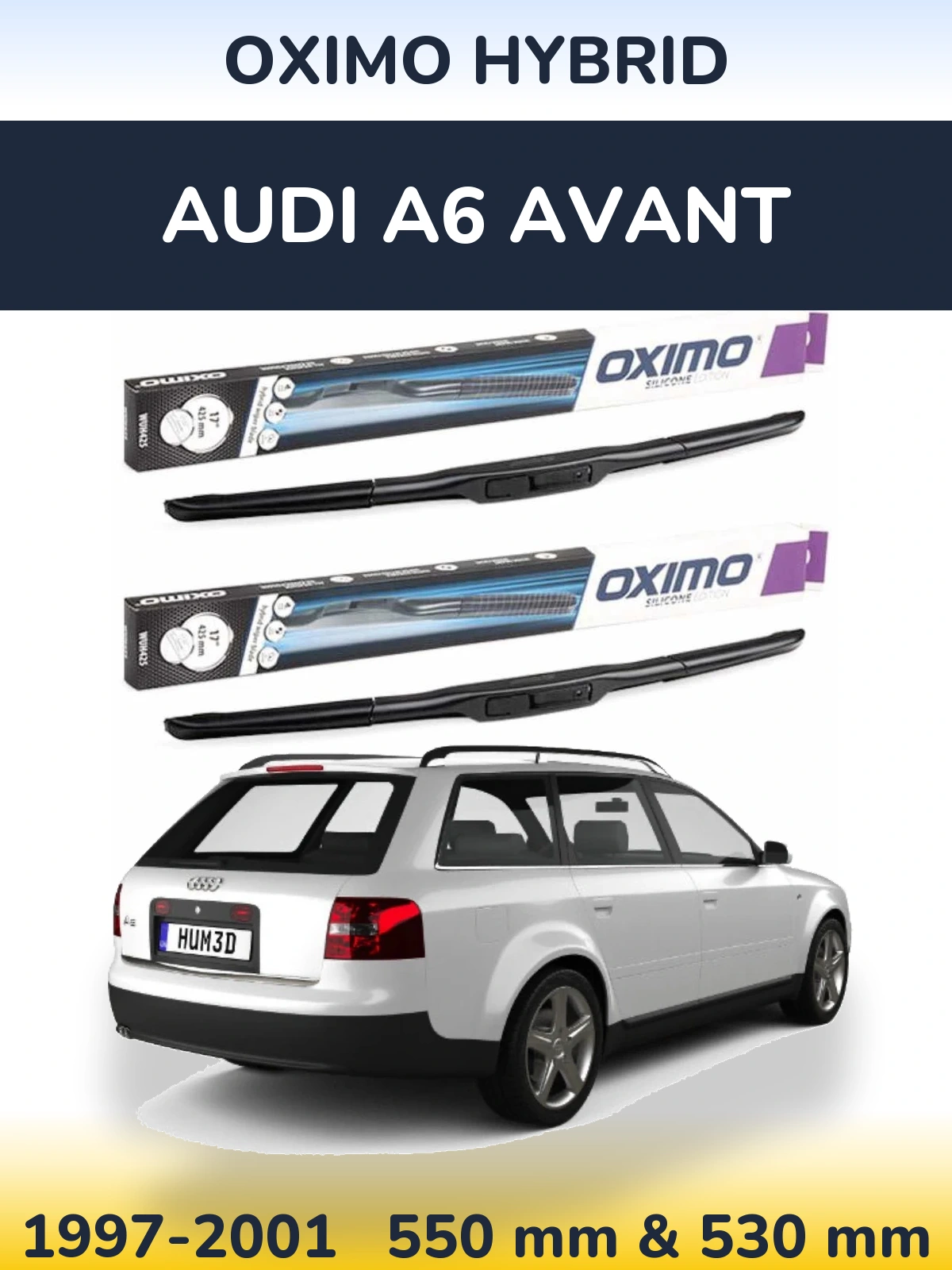 Комплект передних дворников Oximo Hybrid 550 & 530 мм для Audi A6 Avant 1997-2001