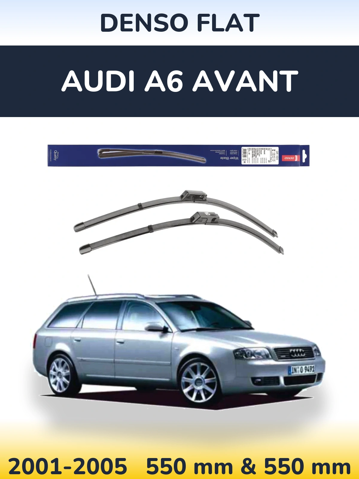 Komplet przednich wycieraczek Denso Flat 550 & 550 mm do Audi A6 Avant 2001-2005