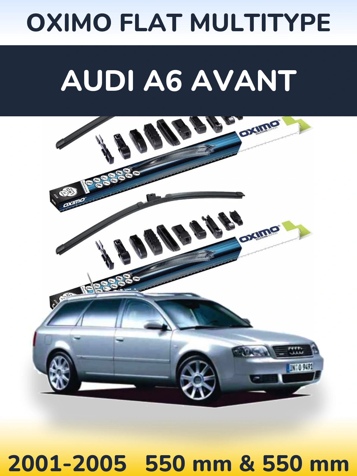 Комплект передних дворников Oximo Flat MultiТипe 550 & 550 мм для Audi A6 Avant 2001-2005