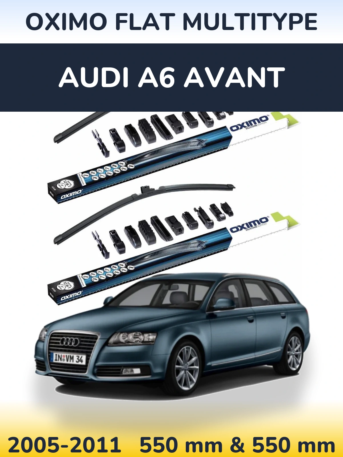 Комплект передніх щіток Oximo Flat MultiТипe 550 & 550 мм для Audi A6 Avant 2005-2011