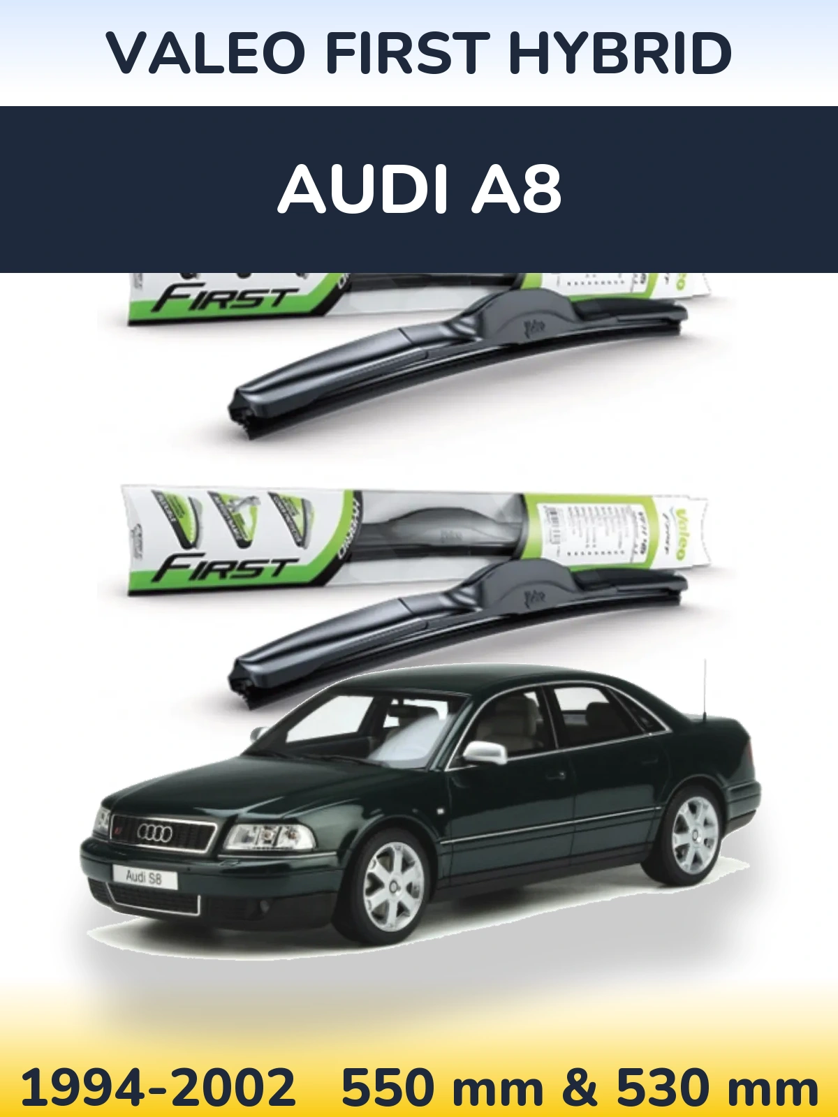 Комплект передних дворников Valeo First Hybrid 550 & 530 мм для Audi A8 1994-2002