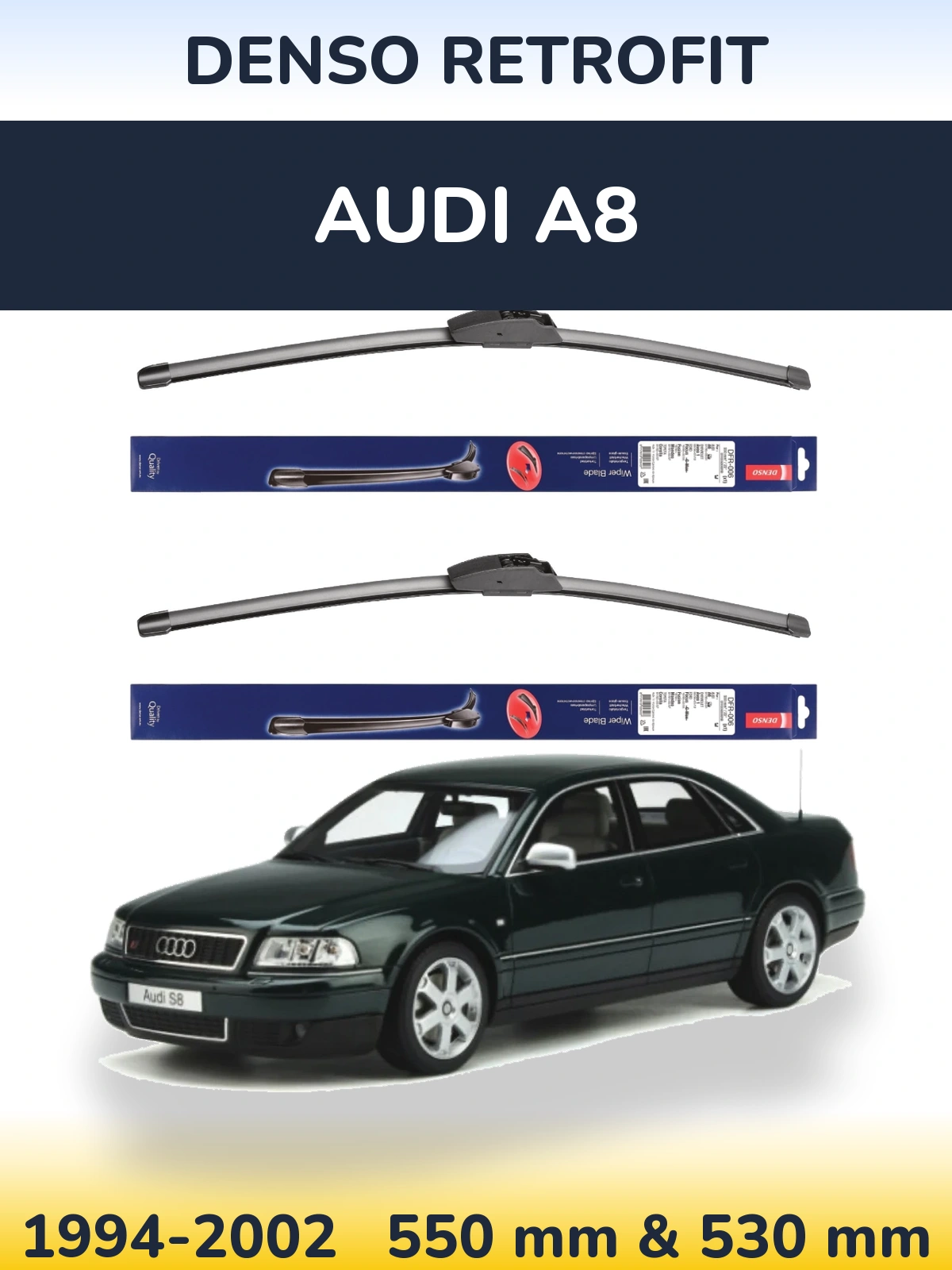 Комплект передних дворников Denso Retrofit 550 & 530 мм для Audi A8 1994-2002