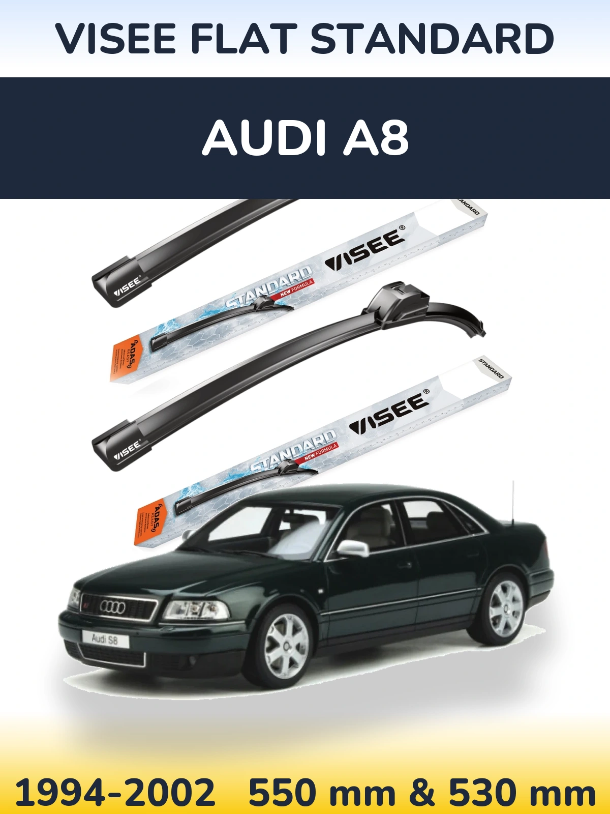 Комплект передних дворников VISEE FLAT STANDARD 550 & 530 мм для Audi A8 1994-2002