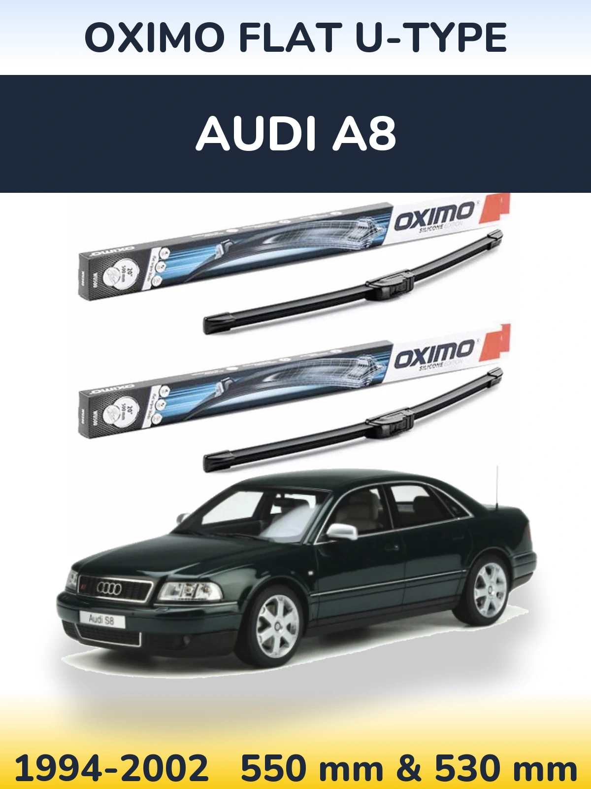 Komplet przednich wycieraczek Oximo Flat U-type 550 & 530 mm do Audi A8 1994-2002