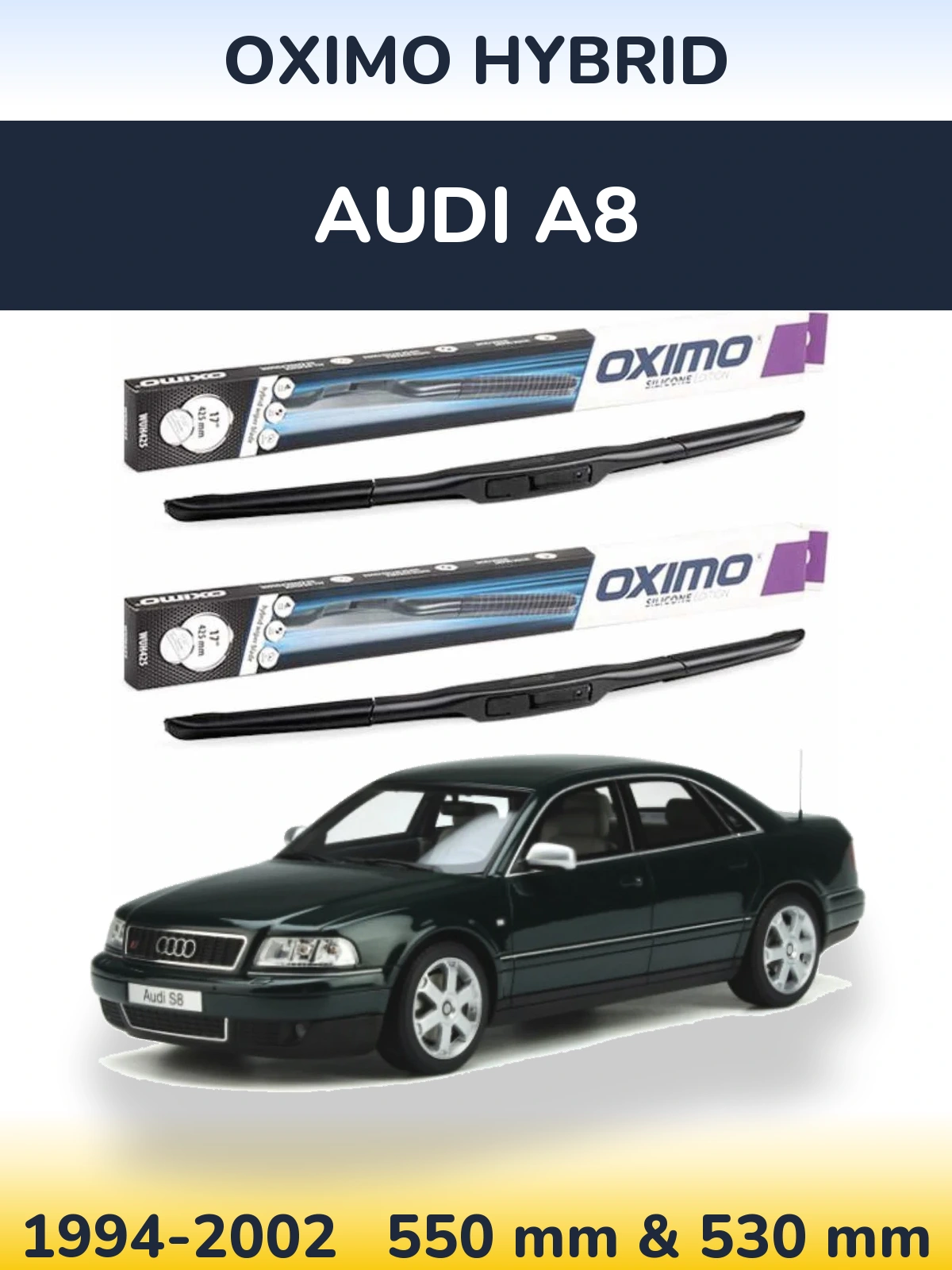 Комплект передних дворников Oximo Hybrid 550 & 530 мм для Audi A8 1994-2002