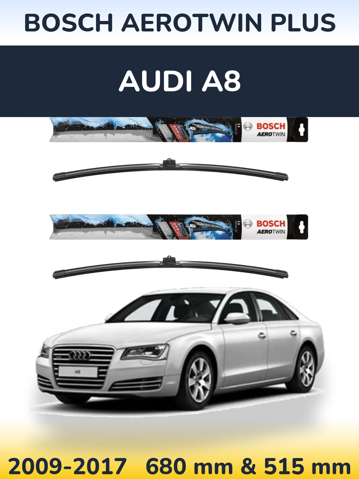 Komplet przednich wycieraczek BOSCH AeroTwin Plus 700 & 500 mm do Audi A8 2009-2017