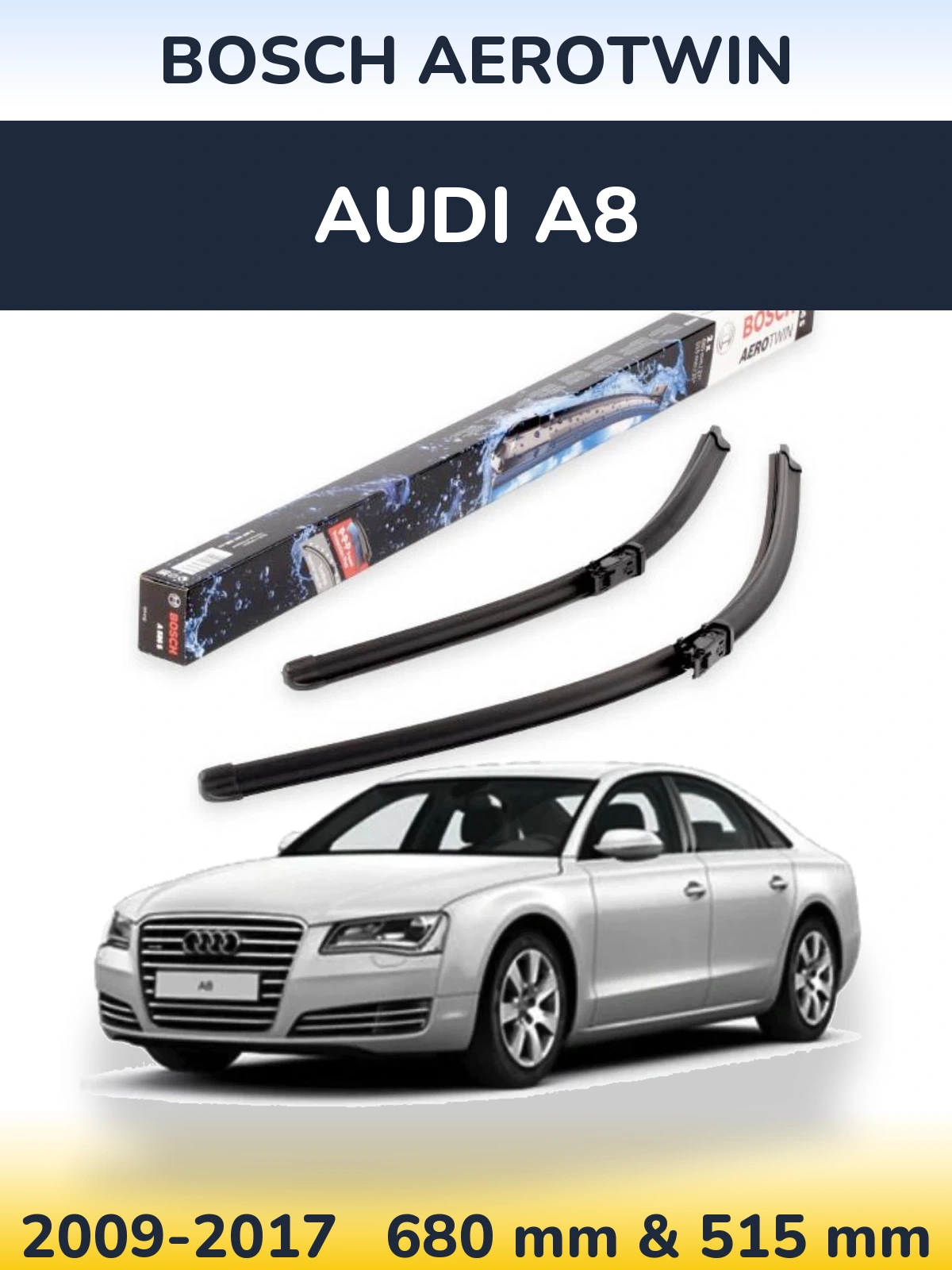 Komplet przednich wycieraczek BOSCH AeroTwin 680 & 515 mm do Audi A8 2009-2017
