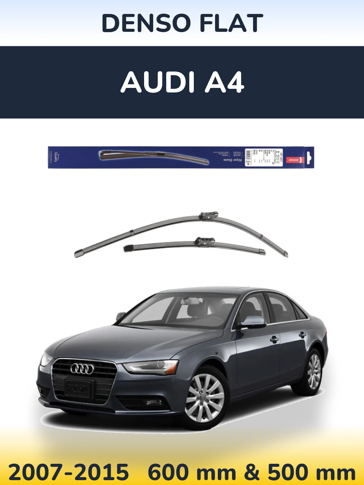 Komplet przednich wycieraczek Denso Flat 600 & 500 mm do Audi A4 2007-2015