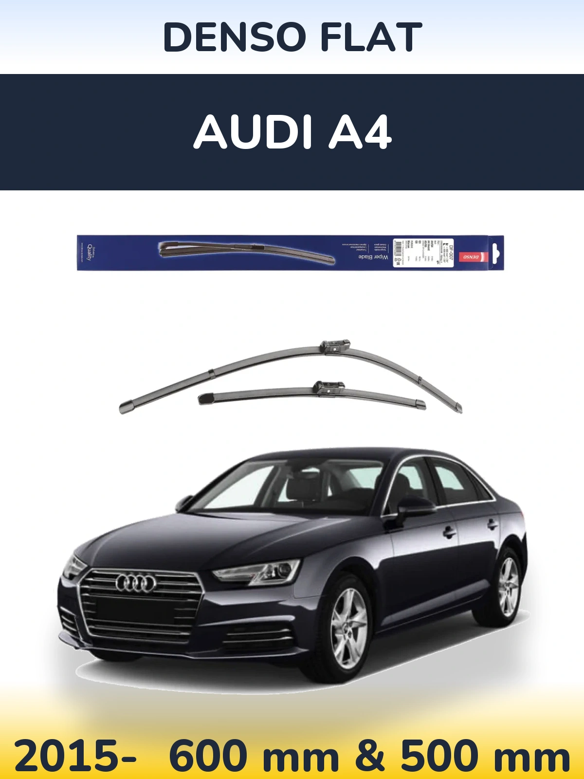 Komplet przednich wycieraczek Denso Flat 600 & 500 mm do Audi A4 2015-2026