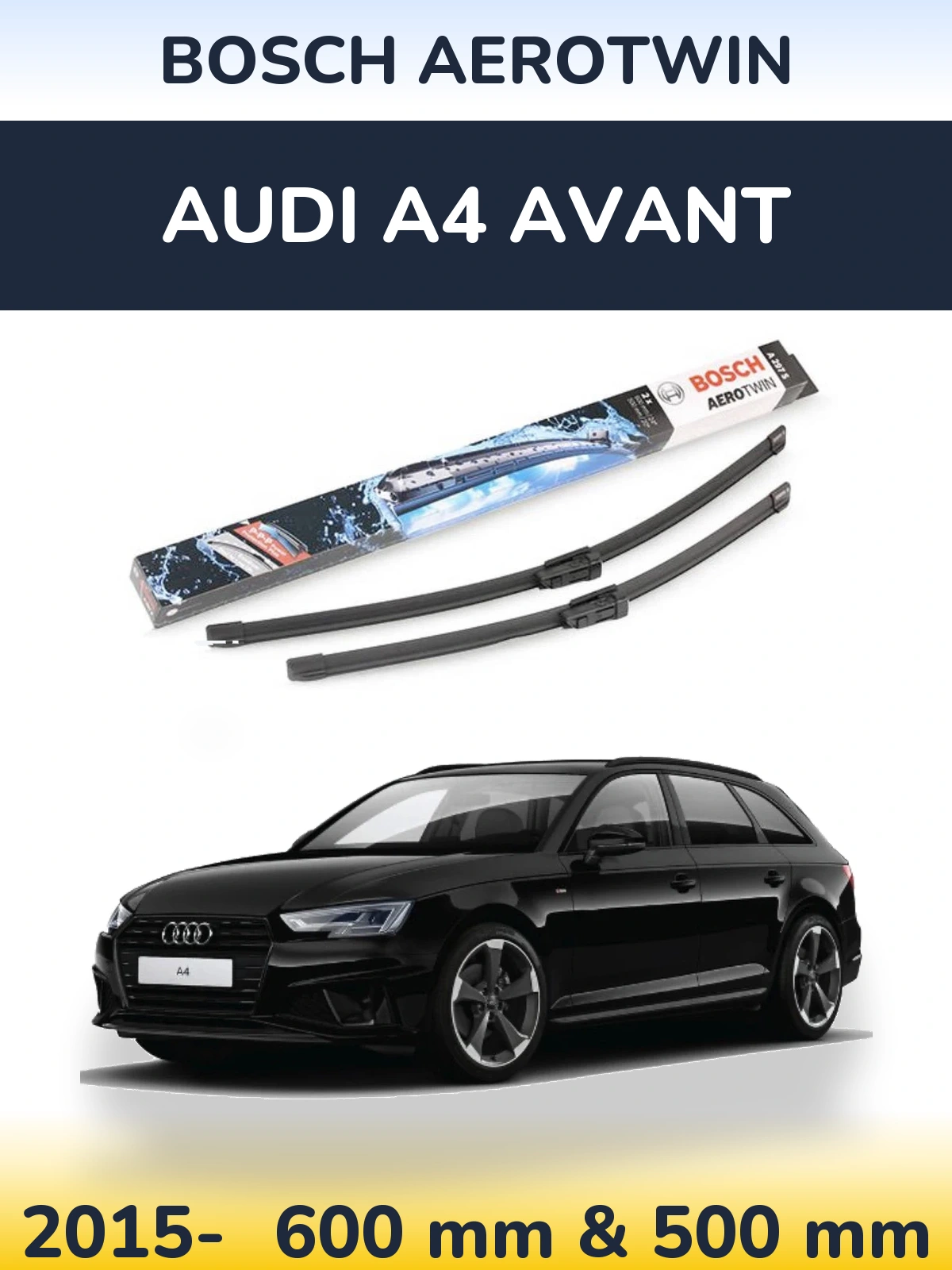 Komplet przednich wycieraczek BOSCH AeroTwin 600 & 500 mm do Audi A4 Avant 2015-2026