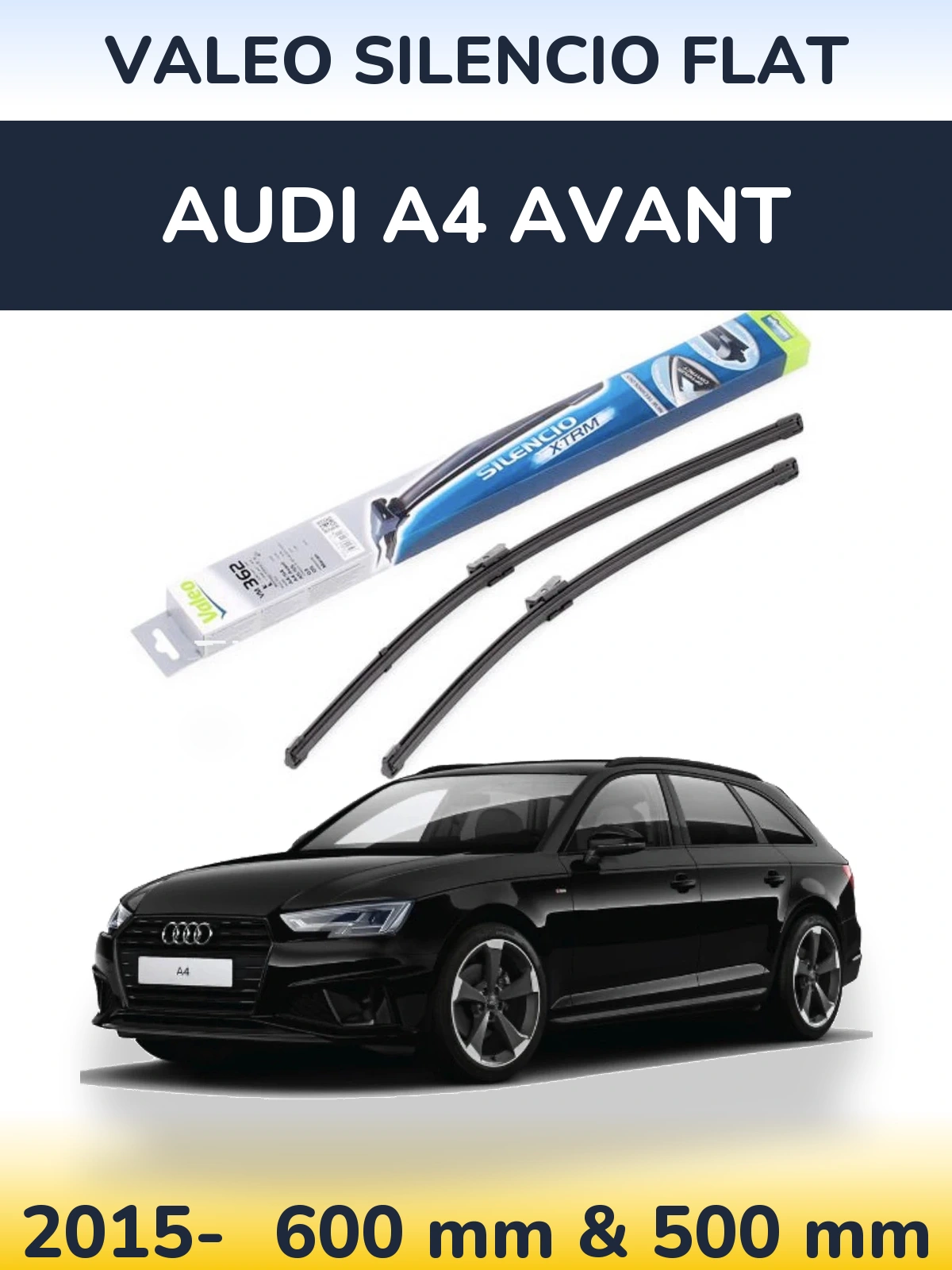 Комплект передних дворников Valeo Silencio Flat 600 & 500 мм для Audi A4 Avant 2015-2026
