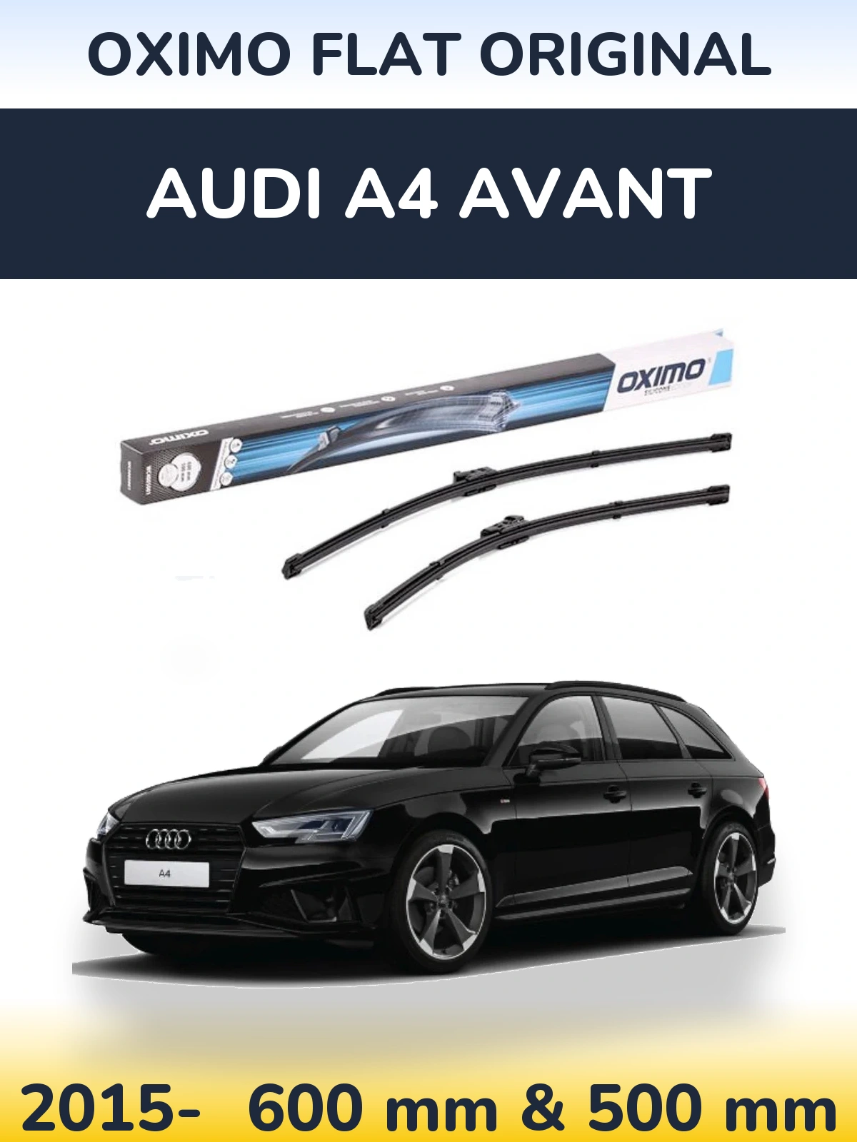 Комплект передних дворников Oximo Flat Original 600 & 500 мм для Audi A4 Avant 2015-2026