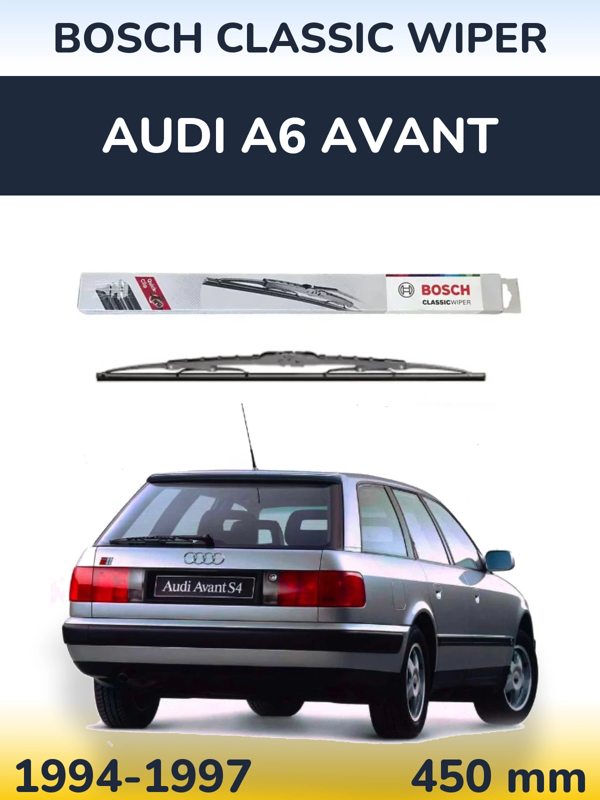 Rear wiper blade BOSCH Classic Wiper 450 mm for Audi A6 Avant 1994-1997