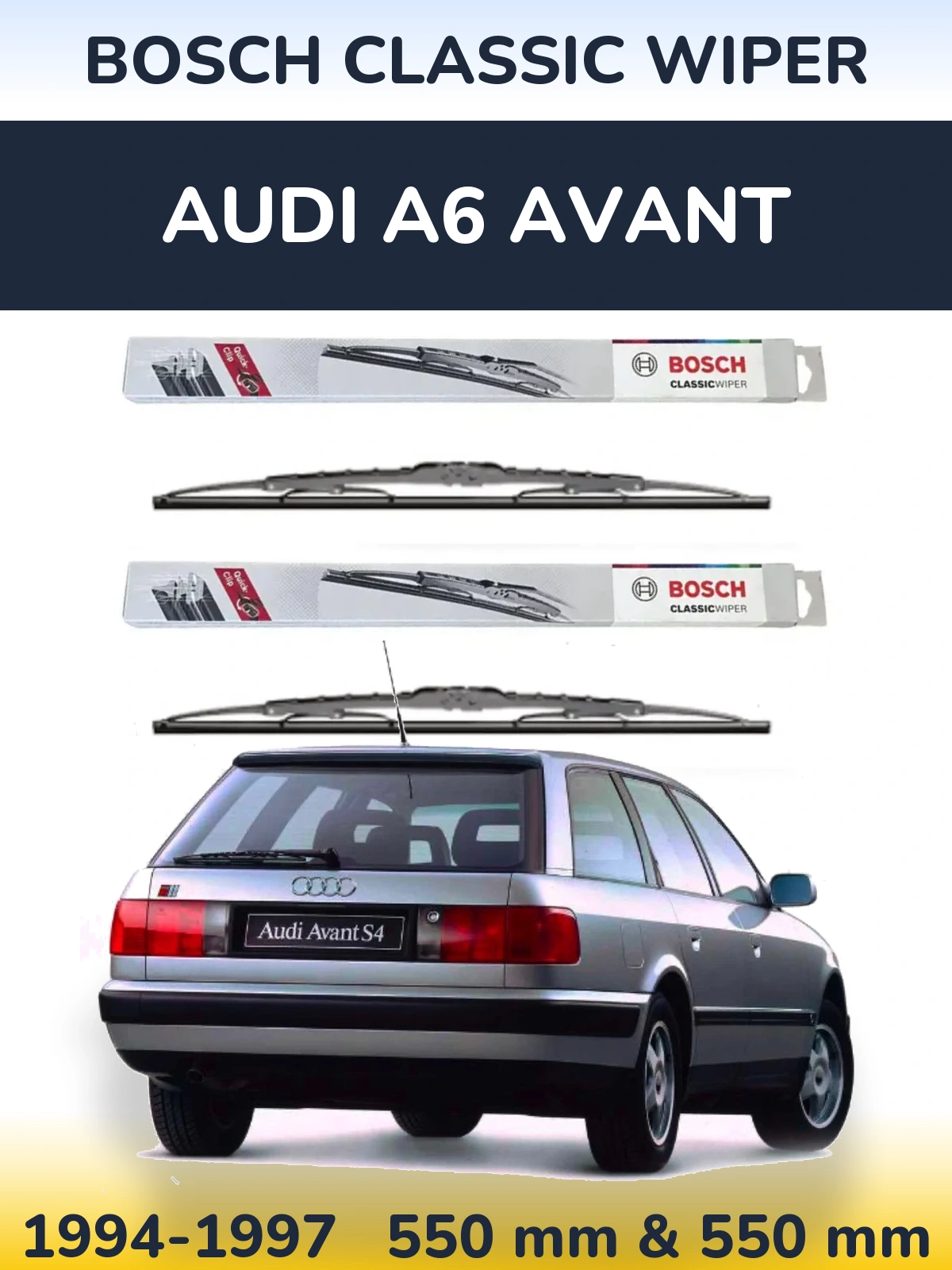 Комплект передних дворников BOSCH Classic Wiper 550 & 550 мм для Audi A6 Avant 1994-1997