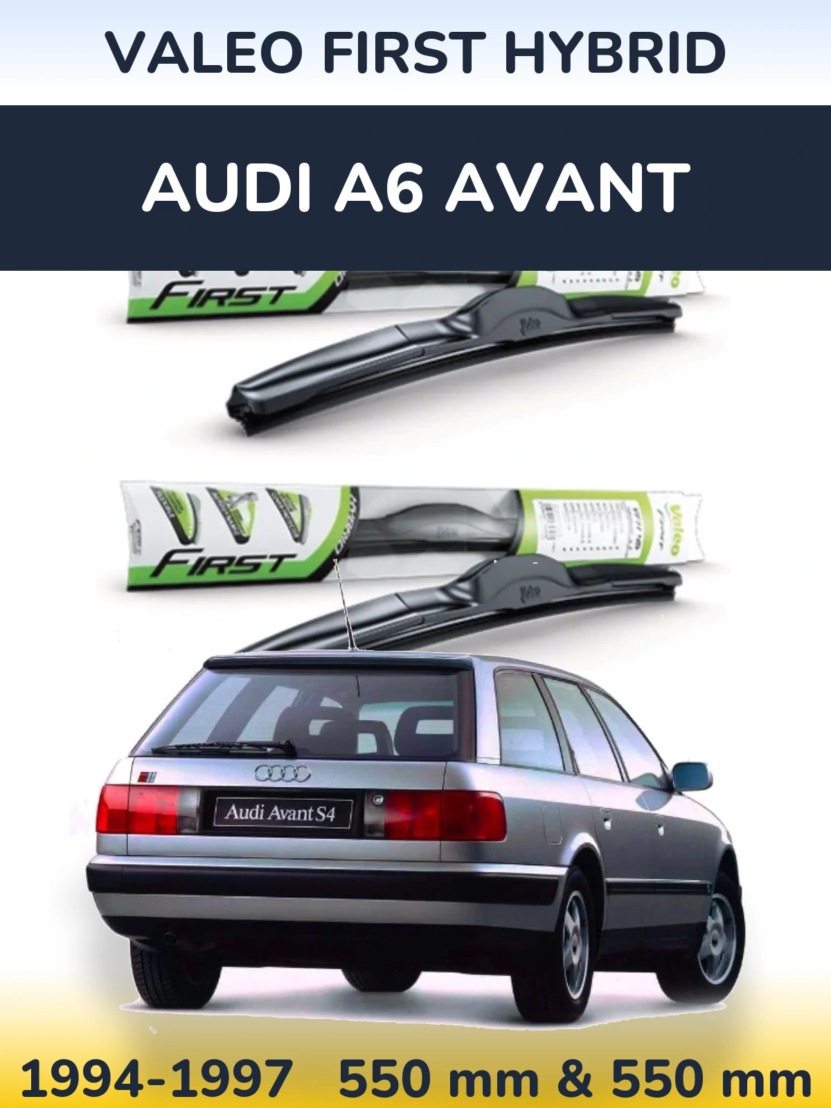 Комплект передних дворников Valeo First Hybrid 550 & 550 мм для Audi A6 Avant 1994-1997