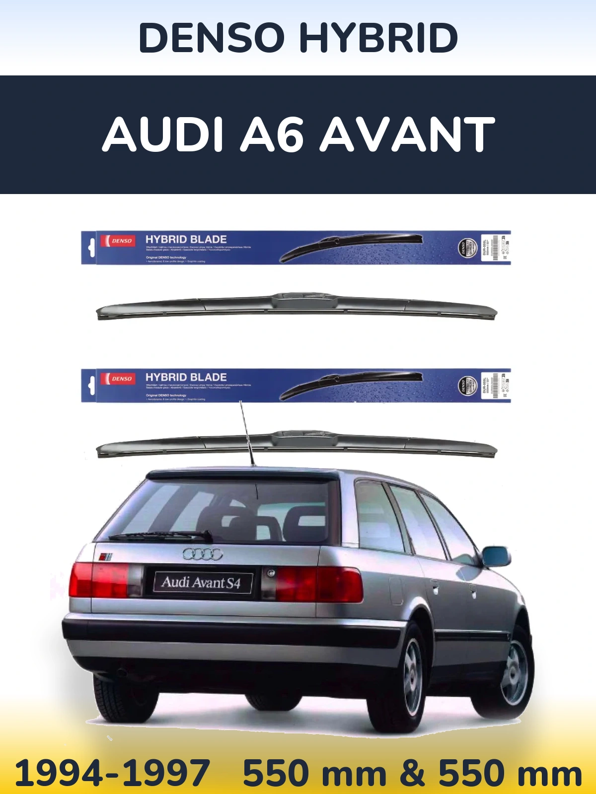 Komplet przednich wycieraczek Denso Hybrid 550 & 550 mm do Audi A6 Avant 1994-1997