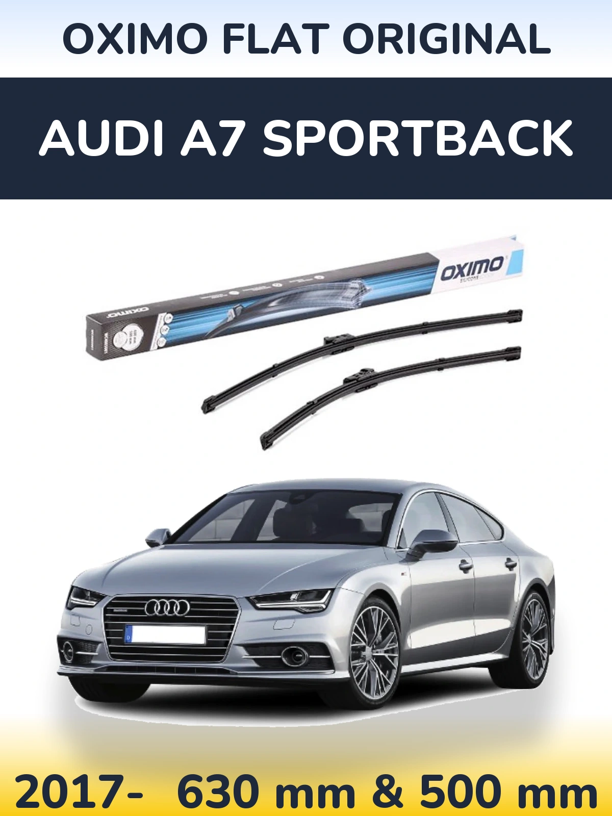Front wiper blade set Oximo Flat Original 600 & 500 mm for Audi A7 Sportback 2017-2026