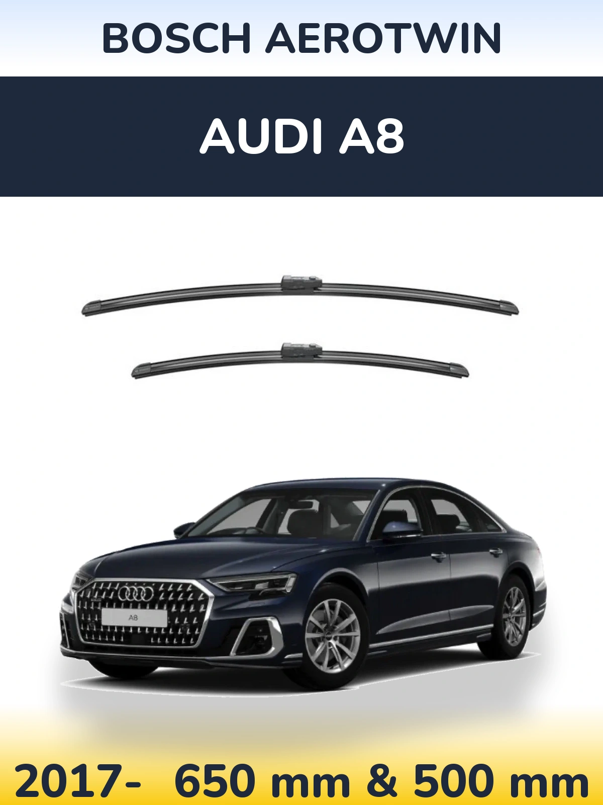 Front wiper blade set BOSCH AeroTwin 650 & 500 mm for Audi A8 2017-2026