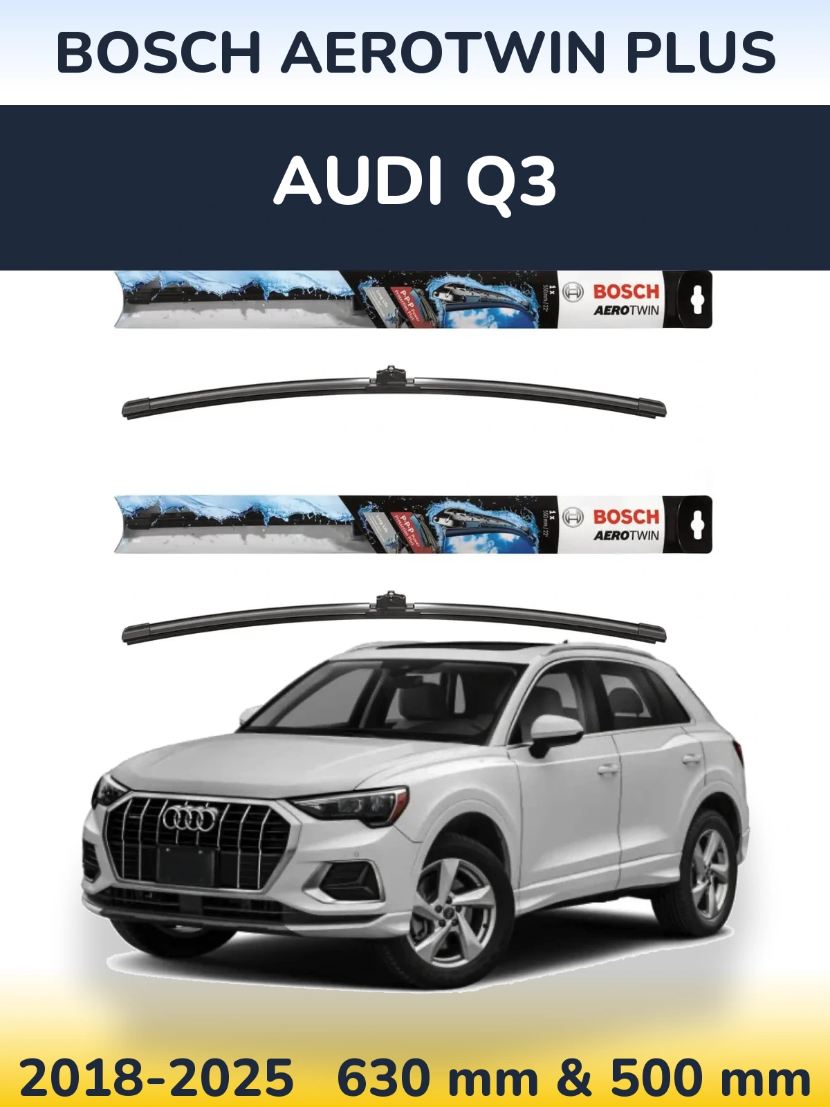 Komplet przednich wycieraczek BOSCH AeroTwin Plus 600 & 500 mm do Audi Q3 2018-2025