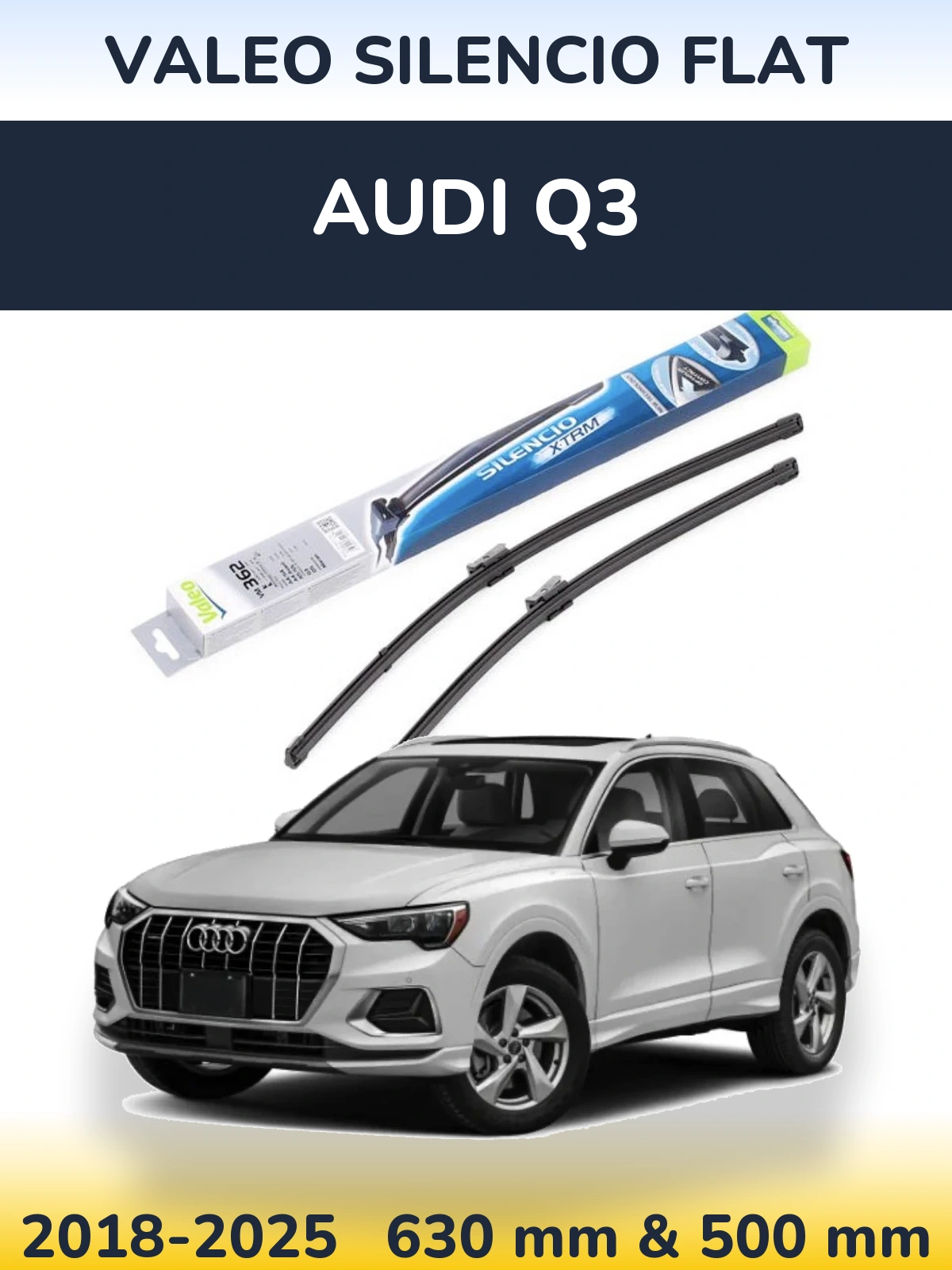 Front wiper blade set Valeo Silencio Flat 600 & 500 mm for Audi Q3 2018-2025