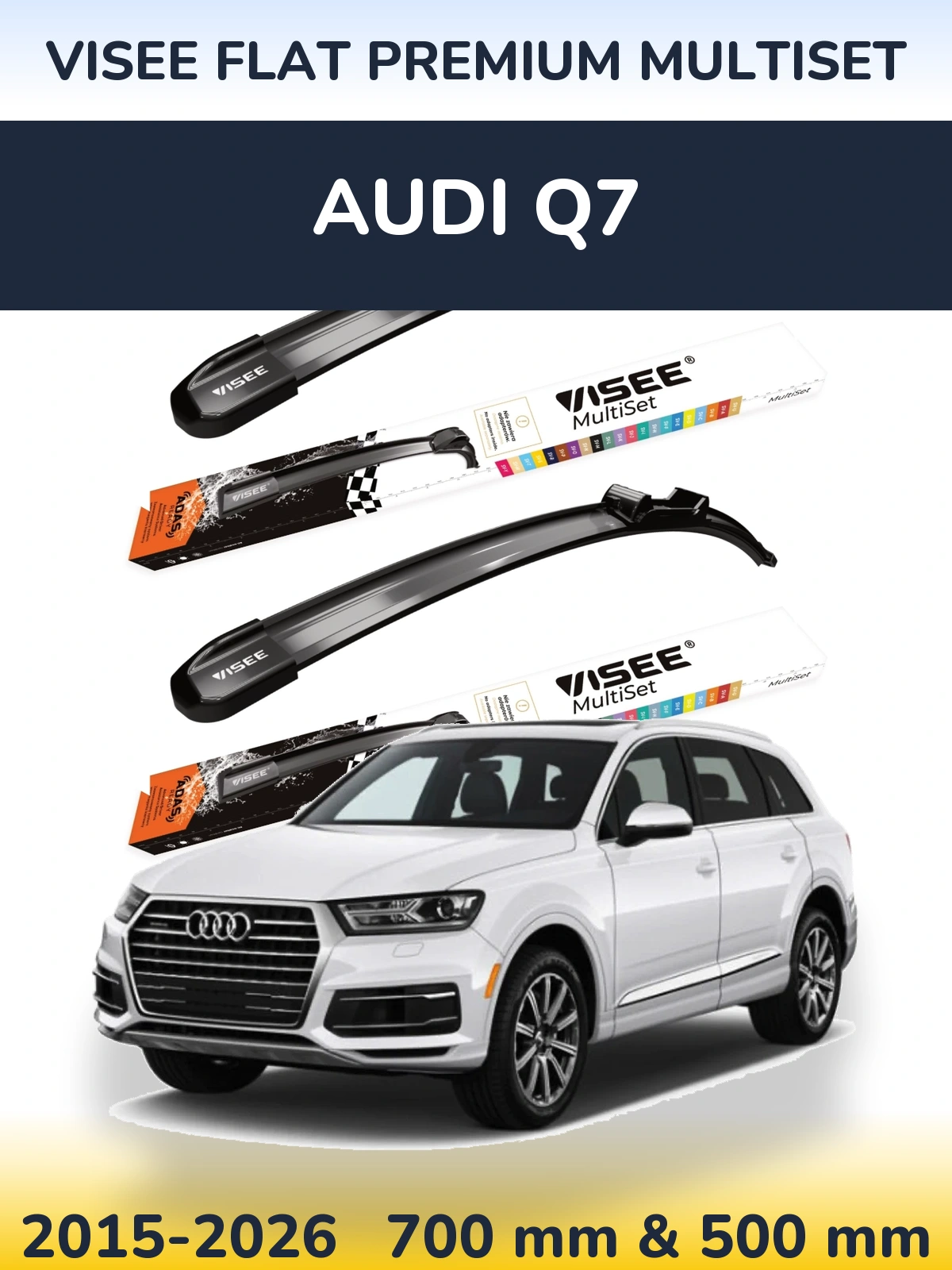 Комплект передних дворников VISEE FLAT PREMIUM MultiSet 700 & 500 мм для Audi Q7 2015-2026